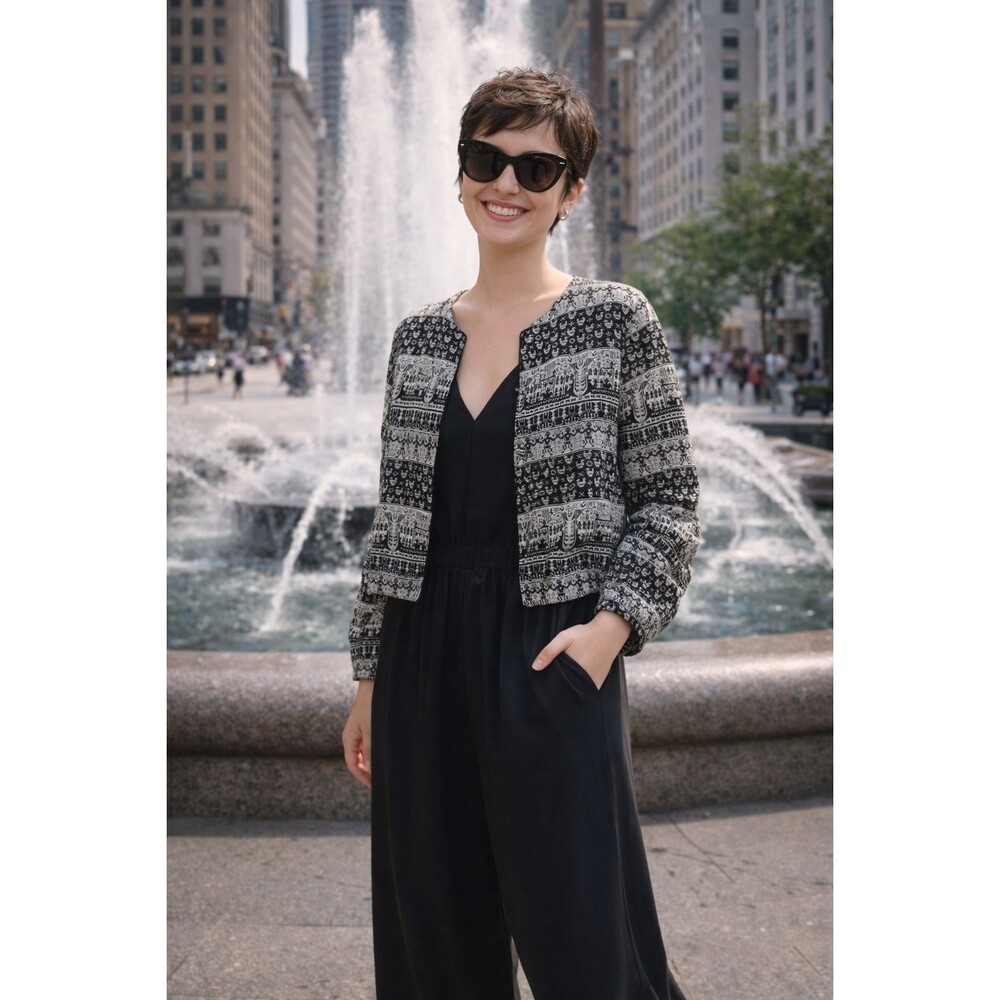 Kosi Bali Collection Vintage Aztec Print Jacket black/white Vacation Resort